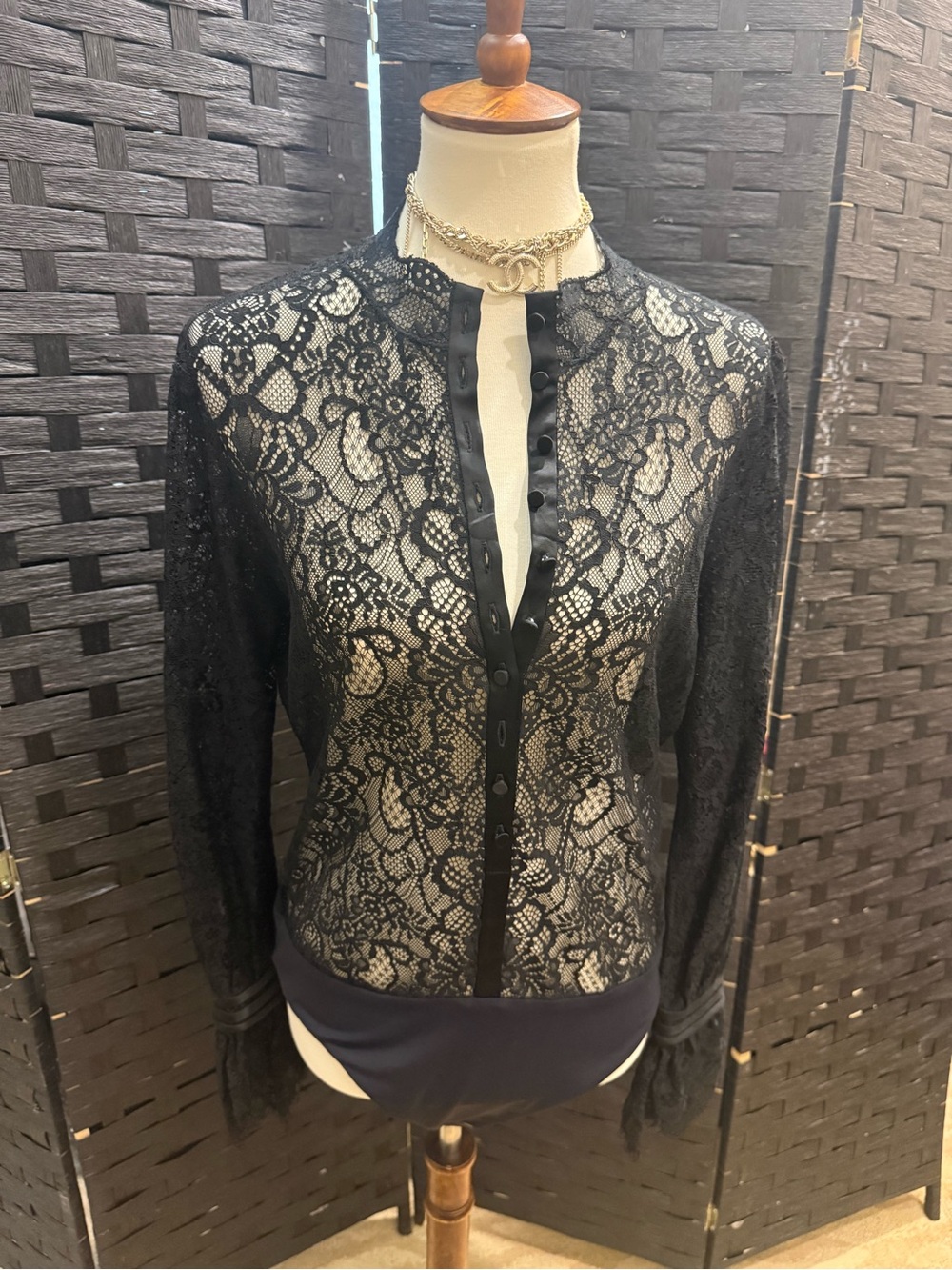 Jonathan Simkhai Black Floral Lace Button-Front Blazer
